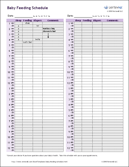 Free Printable Baby Schedule Chart