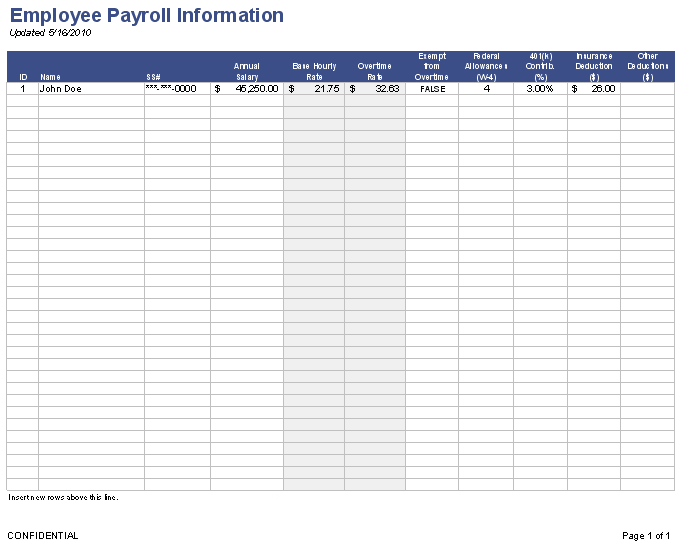 Payroll Template - Free Employee Payroll Template for Excel