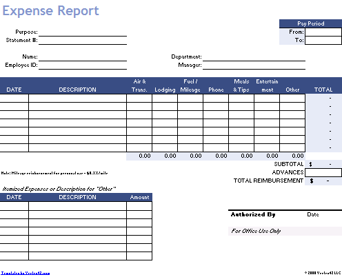 Expense Worksheet Template