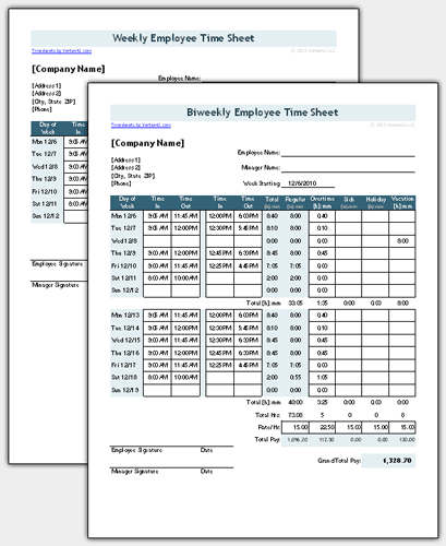 Free Excel Weekly Time Card Template