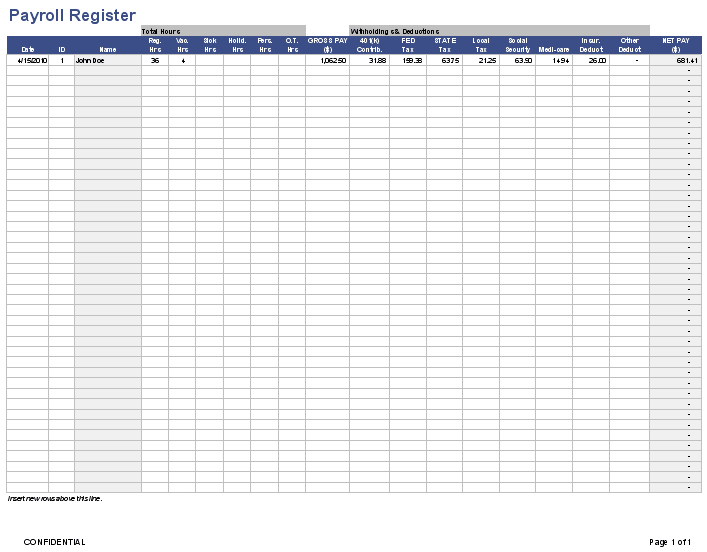 employee contact list template. Free Employee Payroll Template