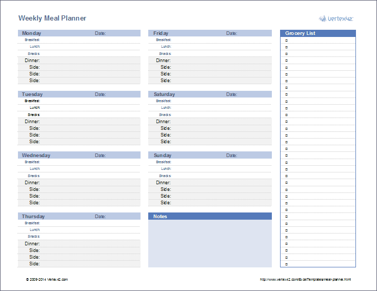 Planning Chart Template Weekly School